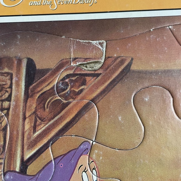 Disney Snow White & Seven Dwarfs Frame Tray Puzzle Piece Dancing Scene Golden 25 - Picture 6 of 10